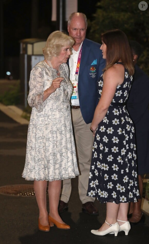 Camilla Parker Bowles, duchesse de Cornouailles, lors des finales de cyclisme aux Jeux du Commonwealth à Brisbane, en Australie, le 5 avril 2018.