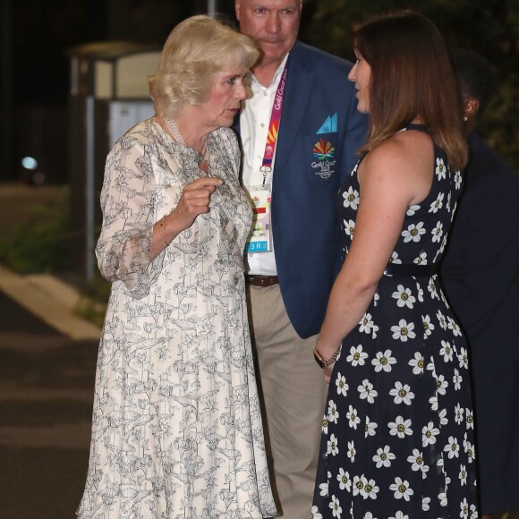 Camilla Parker Bowles, duchesse de Cornouailles, lors des finales de cyclisme aux Jeux du Commonwealth à Brisbane, en Australie, le 5 avril 2018.