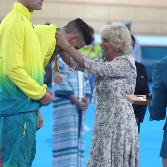 Camilla Parker Bowles, duchesse de Cornouailles, lors des finales de cyclisme aux Jeux du Commonwealth à Brisbane, en Australie, le 5 avril 2018.