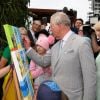Le prince Charles et Camilla Parker Bowles, duchesse de Cornouailles, lors d'une cérémonie de bienvenue à Brisbane en Australie le 5 avril 2018, au début de leur visite officielle dans le cadre de la tenue des Jeux du Commonwealth 2018.