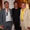 Exclusif - Patrick Dempsey avec Albin Lewi, le directeur artistique du Canneseries, Benoit Louvet, le directeur général du Canneseries à l'hôtel Majestic dans le cadre du festival Canneseries à Cannes le 6 avril 2018. Patrick Dempsey est à l'affiche de la série de Jean-Jacques Annaud, La Vérité sur l'affaire Harry Quebert. © Bruno Bebert / Bestimage