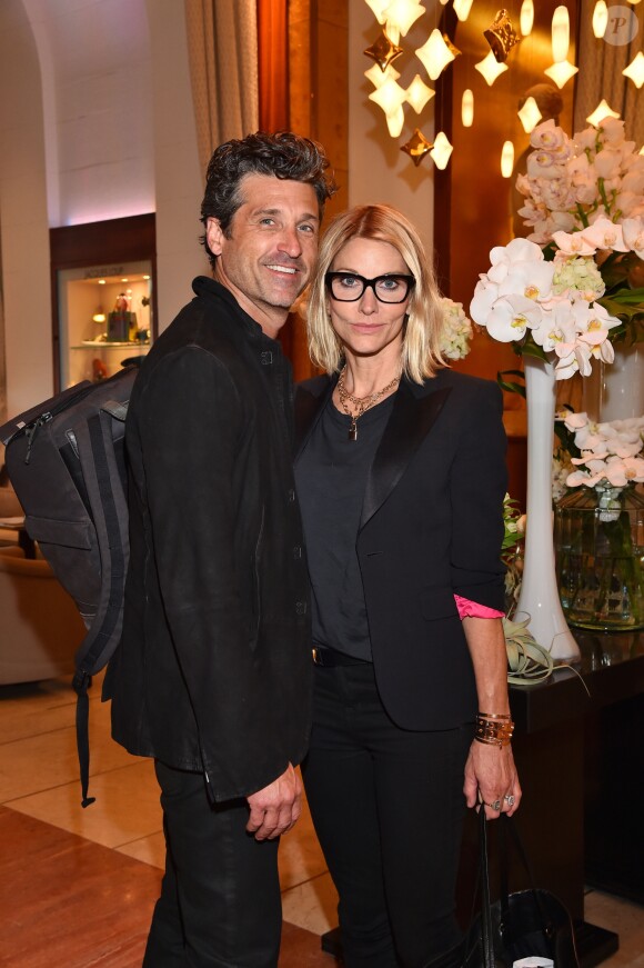 Exclusif - Patrick Dempsey et sa femme Jillian arrivent à l'hôtel Majestic dans le cadre du festival Canneseries à Cannes le 6 avril 2018. Patrick Dempsey est à l'affiche de la série de Jean-Jacques Annaud, La Vérité sur l'affaire Harry Quebert. © Bruno Bebert / Bestimage 