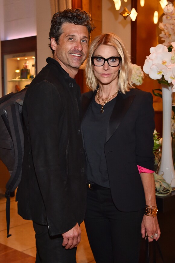 Exclusif - Patrick Dempsey et sa femme Jillian arrivent à l'hôtel Majestic dans le cadre du festival Canneseries à Cannes le 6 avril 2018. Patrick Dempsey est à l'affiche de la série de Jean-Jacques Annaud, La Vérité sur l'affaire Harry Quebert. © Bruno Bebert / Bestimage 