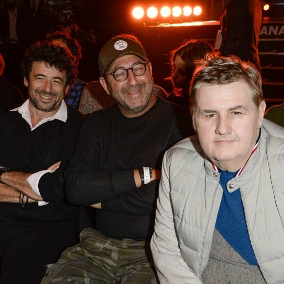 Patrick Bruel, Kad Mérad et Pierre Ménès au match de boxe "La Conquête" Acte 4 Tony Yoka contre Cyril Léonet au Palais des sports de Paris le 7 avril 2018 (Victoire de Yoka par KO au 5e round) © Pierre Perusseau / Bestimage