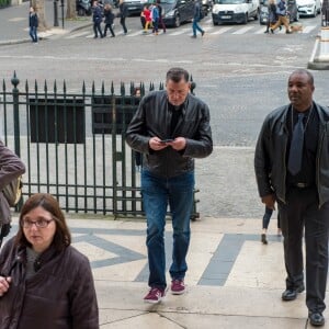 Jean-Claude Camus assiste à la messe mensuelle en la mémoire de Johnny Hallyday à l'église de la Madeleine à Paris le 9 avril 2018. © Pierre Perusseau / Bestimage