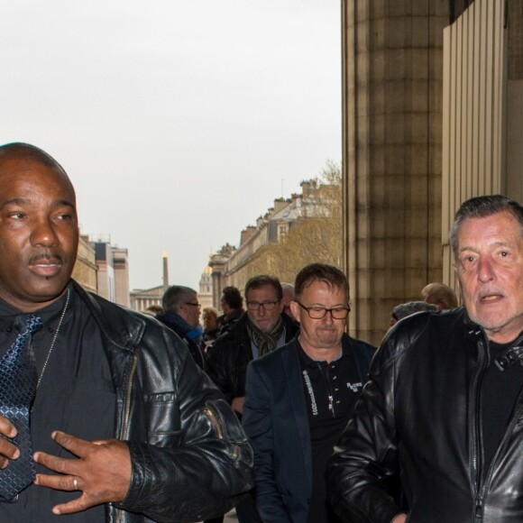 Jean-Claude Camus assiste à la messe mensuelle en la mémoire de Johnny Hallyday à l'église de la Madeleine à Paris le 9 avril 2018. © Pierre Perusseau / Bestimage