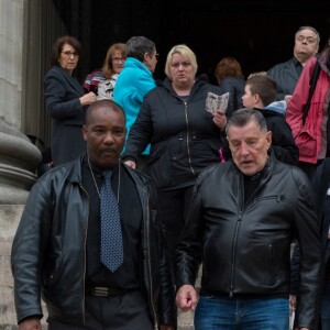 Jean-Claude Camus assiste à la messe mensuelle en la mémoire de Johnny Hallyday à l'église de la Madeleine à Paris le 9 avril 2018. © Pierre Perusseau / Bestimage