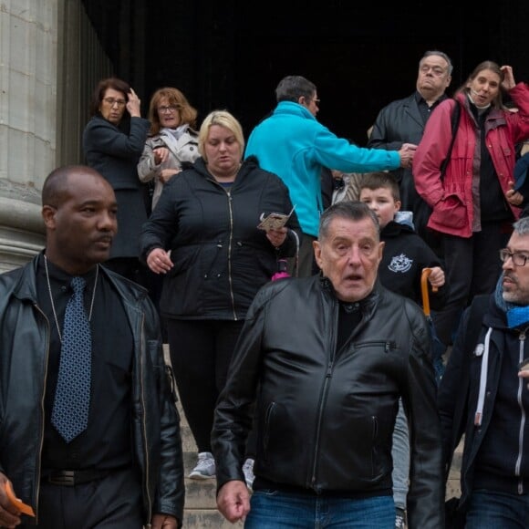 Jean-Claude Camus assiste à la messe mensuelle en la mémoire de Johnny Hallyday à l'église de la Madeleine à Paris le 9 avril 2018. © Pierre Perusseau / Bestimage