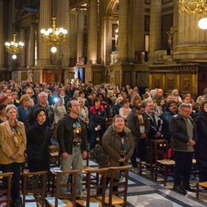 Jean-Claude Camus assiste à la messe mensuelle en la mémoire de Johnny Hallyday à l'église de la Madeleine à Paris le 9 avril 2018. © Pierre Perusseau / Bestimage