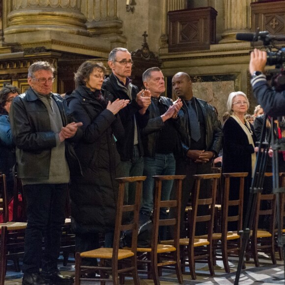 Jean-Claude Camus assiste à la messe mensuelle en la mémoire de Johnny Hallyday à l'église de la Madeleine à Paris le 9 avril 2018. © Pierre Perusseau / Bestimage