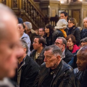 Jean-Claude Camus assiste à la messe mensuelle en la mémoire de Johnny Hallyday à l'église de la Madeleine à Paris le 9 avril 2018. © Pierre Perusseau / Bestimage