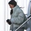 Khloe Kardashian vient d'accoucher d’une petite fille, Kim Kardashian et Kourtney Kardashian arrivent en jet privé à Van Nuys, le 12 avril 2018