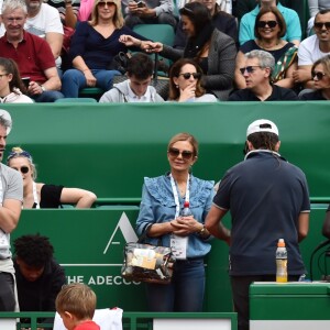 Novak Djokovic et son fils Stefan lors d'un tournoi caritatif au bénéfice de la fondation Prince Albert II en marge du tournoi de tennis Rolex Masters à Monte-Carlo le 14 avril 2018. L'événement sera retransmis sur l'émission "James Corden Tv Show" sur Sky UK. © Bruno Bebert / Bestimage