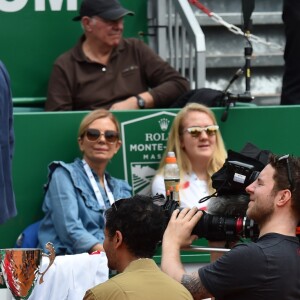 Novak Djokovic et son fils Stefan lors d'un tournoi caritatif au bénéfice de la fondation Prince Albert II en marge du tournoi de tennis Rolex Masters à Monte-Carlo le 14 avril 2018. L'événement sera retransmis sur l'émission "James Corden Tv Show" sur Sky UK. © Bruno Bebert / Bestimage