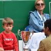 Novak Djokovic et son fils Stefan lors d'un tournoi caritatif au bénéfice de la fondation Prince Albert II en marge du tournoi de tennis Rolex Masters à Monte-Carlo le 14 avril 2018. L'événement sera retransmis sur l'émission "James Corden Tv Show" sur Sky UK. © Bruno Bebert / Bestimage