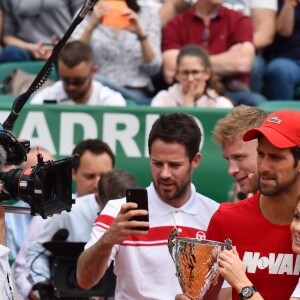 Novak Djokovic, Geri Halliwell (Horner) lors d'un tournoi caritatif au bénéfice de la fondation Prince Albert II en marge du tournoi de tennis Rolex Masters à Monte-Carlo le 14 avril 2018. L'événement sera retransmis sur l'émission "James Corden Tv Show" sur Sky UK. © Bruno Bebert / Bestimage