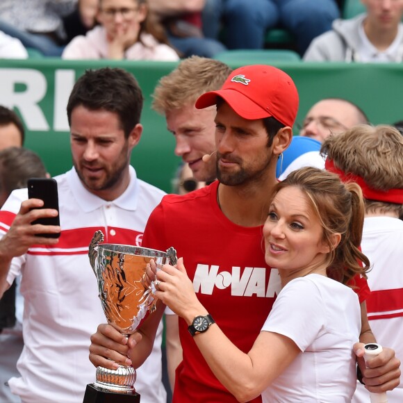 Novak Djokovic, Geri Halliwell (Horner) lors d'un tournoi caritatif au bénéfice de la fondation Prince Albert II en marge du tournoi de tennis Rolex Masters à Monte-Carlo le 14 avril 2018. L'événement sera retransmis sur l'émission "James Corden Tv Show" sur Sky UK. © Bruno Bebert / Bestimage