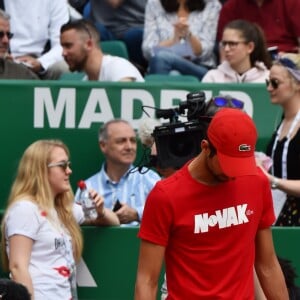 Novak Djokovic et son fils Stefan lors d'un tournoi caritatif au bénéfice de la fondation Prince Albert II en marge du tournoi de tennis Rolex Masters à Monte-Carlo le 14 avril 2018. L'événement sera retransmis sur l'émission "James Corden Tv Show" sur Sky UK. © Bruno Bebert / Bestimage