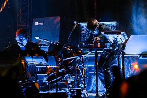 Jean-Michel Jarre sur scène au festival Coachella, à Indio, le vendredi 13 avril 218.