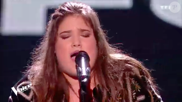 Sherley Paredes dans The Voice 7 sur TF1 le 21 avril 2018.