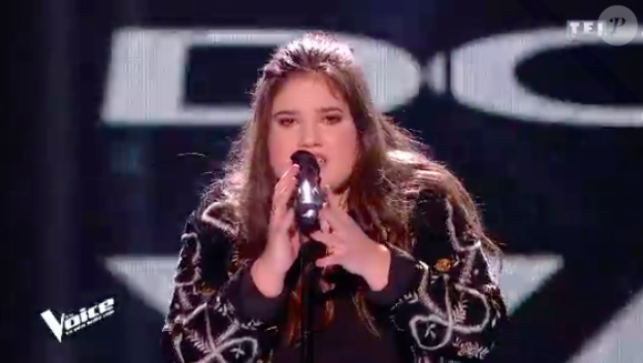 Sherley Paredes dans The Voice 7 sur TF1 le 21 avril 2018.