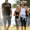Exclusif - Brooke Burke avec David Charvet et leurs enfants Shaya et Heaven se relaxent au parc à Malibu le 22 avril 2017.