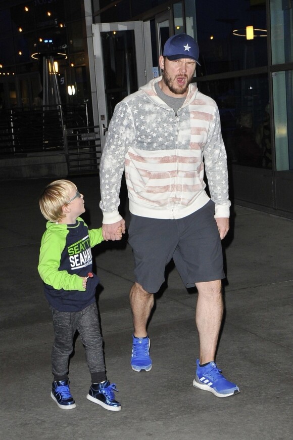 Chris Pratt et son fils Jack Pratt à Los Angeles, le 17 avril 2018. 