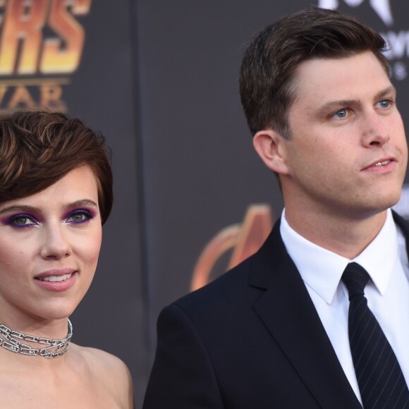 Scarlett Johansson et son compagnon Colin Jost à la première de 'Avengers: Infinity War' au théâtre El Capitan à Hollywood, le 23 avril 2018 © Chris Delmas/Bestimage