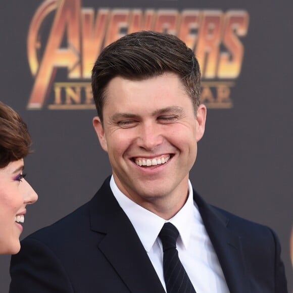 Scarlett Johansson et son compagnon Colin Jost à la première de 'Avengers: Infinity War' au théâtre El Capitan à Hollywood, le 23 avril 2018 © Chris Delmas/Bestimage