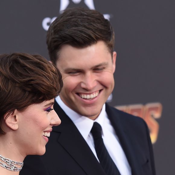 Scarlett Johansson et son compagnon Colin Jost à la première de 'Avengers: Infinity War' au théâtre El Capitan à Hollywood, le 23 avril 2018 © Chris Delmas/Bestimage