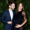 Semi-exclusif - Pierre Niney et sa compagne Natasha Andrews (enceinte) - Dîner de gala du 71ème anniversaire des amis de CARE, organisé par l'ONG CARE France et DIOR, à l'hôtel The Peninsula Paris à Paris, France, le 9 octobre 2017. © Julio Piatti/Bestimage