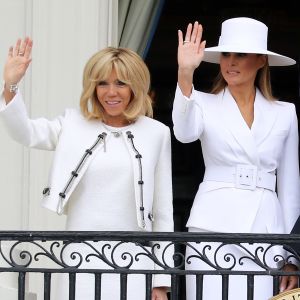 La Première Dame américaine Melania Trump et la Première Dame française Brigitte Macron (Trogneux) - Le couple présidentiel américain accueille le couple présidentiel français à la Maison Blanche à Washington, le 24 avril 2018. © Dominique Jacovides/Bestimage