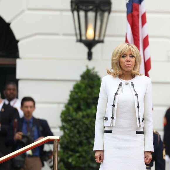 La Première Dame américaine Melania Trump et la Première Dame française Brigitte Macron (Trogneux) - Le couple présidentiel américain accueille le couple présidentiel français à la Maison Blanche à Washington, le 24 avril 2018. © Dominique Jacovides/Bestimage