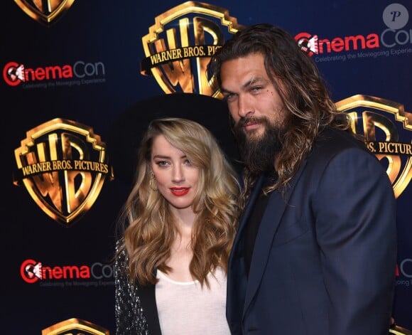 Amber Heard, Jason Momoa à la soirée Warner Bros au CinemaCon 2018 à l'hôtel Caesar palace à Las Vegas, le 24 avril 2018
