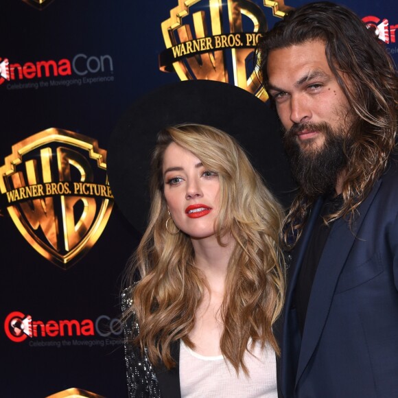 Amber Heard, Jason Momoa à la soirée Warner Bros au CinemaCon 2018 à l'hôtel Caesar palace à Las Vegas, le 24 avril 2018
