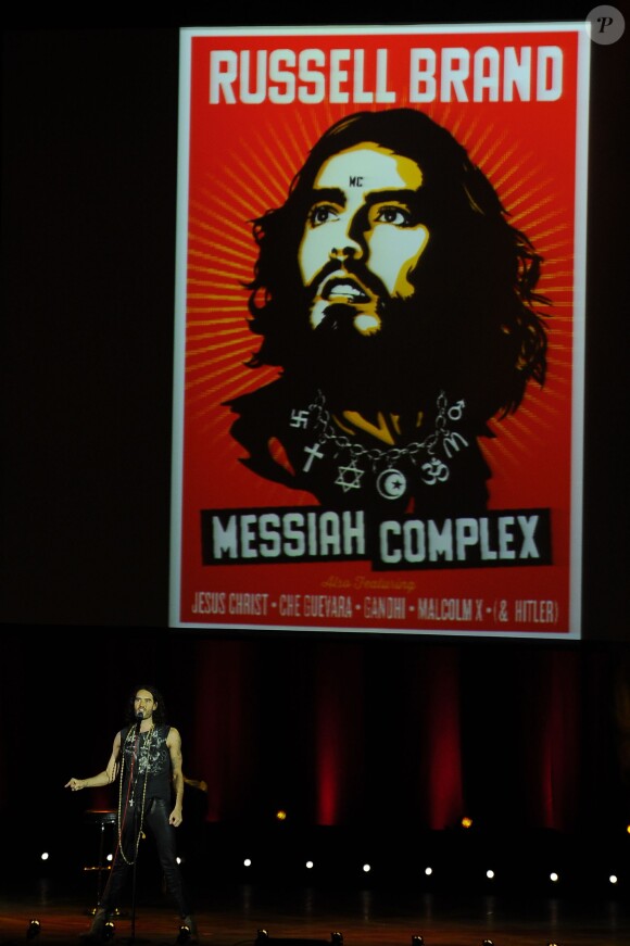 Russell Brand pendant son spetacle, Messiah Complex, à Amsterdam, le 9 novembre 2013.