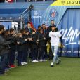 Neymar Jr., de retour à Paris, présent pour l'hommage rendu à Thiago Motta au Parc des Princes à Paris, le 12 mai 2018. © Marc Ausset-Lacroix/Bestimage
