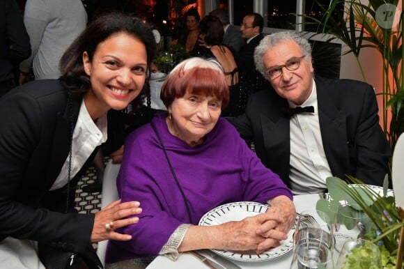 Isabelle Giordano, Agnès Varda, Serge Toubiana lors du dîner "Dior - Madame Figaro Unifrance" à l'hôtel JW Marriott lors du 71ème Festival International du Film de Cannes le 12 mai 2018.