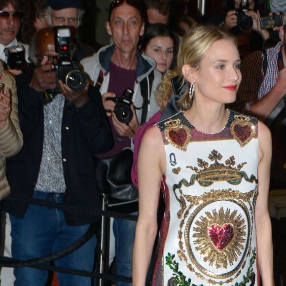 Diane Kruger arrive au dîner "Dior - Madame Figaro" à l'hôtel JW Marriott lors du 71ème Festival International du Film de Cannes, le 12 mai 2018.