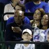 Richard Williams, sa femme Lakeisha Graham et leur fils Dylan Starr Williams dans les tribunes lors de l'Open de Miami à Key Biscayne, le 27 mars 2017.