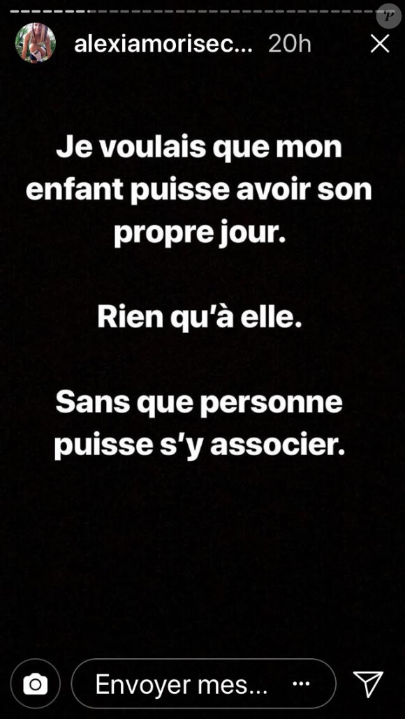 Alexia Mori (Secret Story 7) retrace sa première grossesse à l'occasion de l'anniversaire de sa fille, Louise sur Instagram. Mai 2018.