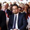 Mounir Mahjoubi, secrétaire d'état auprès du premier ministre chargé du numérique - Le président du Ghana Nana Akufo-Addo accueille le président Emmanuel Macron à Accra le 30 novembre 2017. Prise de parole des chefs d'états. © Dominique Jacovides / Bestimage