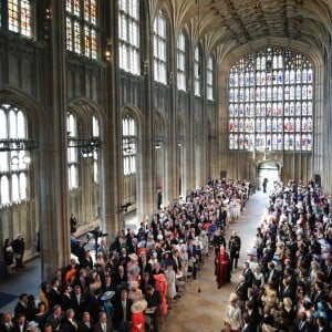 Mariage du prince Harry et Meghan Markle (en robe de mariée Givenchy), duc et duchesse de Sussex, en la chapelle St. George au château de Windsor le 19 mai 2018.