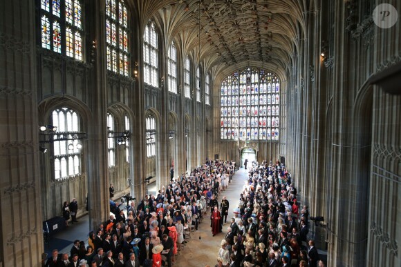 Mariage du prince Harry et Meghan Markle (en robe de mariée Givenchy), duc et duchesse de Sussex, en la chapelle St. George au château de Windsor le 19 mai 2018.