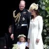 Mariage du prince Harry et de Meghan Markle - Le prince William, Kate Middleton et leurs enfants George et Charlotte de Cambridge à la sortie de la chapelle St. George au château de Windsor, Royaume Uni, le 19 mai 2018.