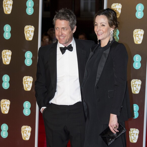 Hugh Grant et sa compagne Anna Eberstein (enceinte), à la 71ème cérémonie des British Academy Film Awards (BAFTA) au Royal Abert Hall à Londres, le 18 février 2018. © Ray Tang via Zuma Press/Bestimage