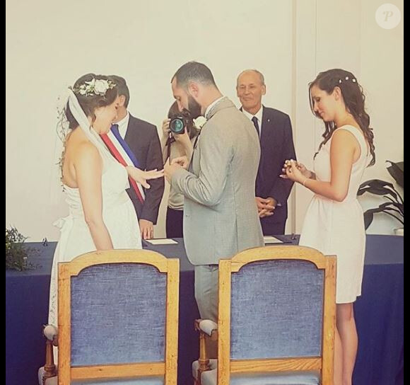 Tiffany et Justin de "Mariés au premier regard" le jour de leur mariage, 5 mai 2018