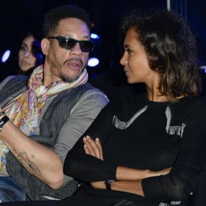 JoeyStarr et Karine Le Marchand au match de boxe "La Conquête" Acte 4 Tony Yoka contre Cyril Léonet au Palais des sports de Paris le 7 avril 2018 (Victoire de Yoka par KO au 5e round) © Pierre Perusseau / Bestimage