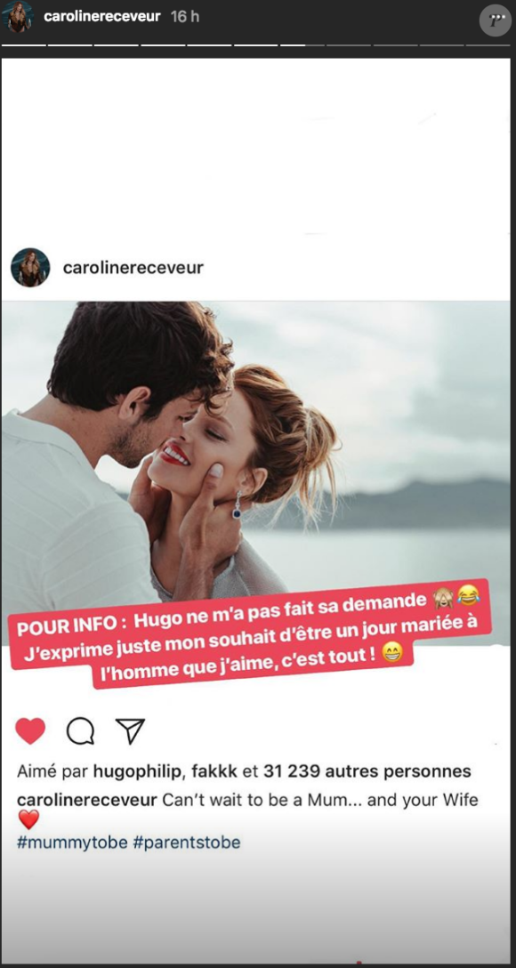 Caroline Receveur répond à ses fans sur son futur mariage sur Instagram le 27 mai 2018