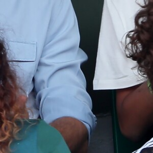 Exclusif - Vincent Cassel et sa compagne Tina Kunakey dans les tribunes des internationaux de Roland Garros - jour 5 - à Paris, France, le 31 mai 2018. © Cyril Moreau - Dominique Jacovides/Bestimage